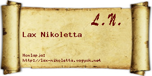 Lax Nikoletta névjegykártya